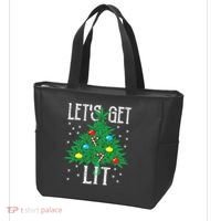 Let's Get Lit Weed X-mas Tree Gift Marijuana Christmas Tote Bag thumb 3
