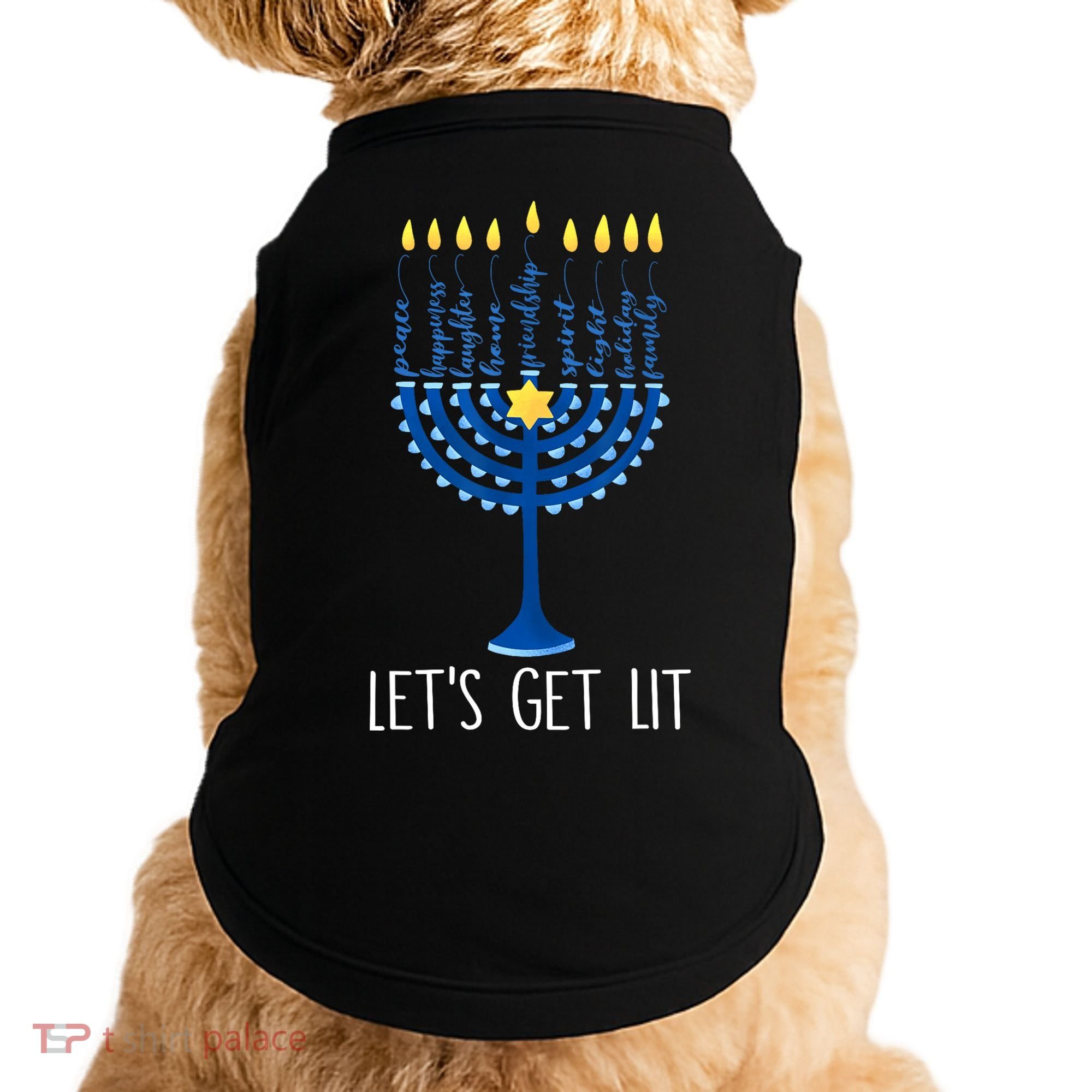Lets Get Lit Happy Hanukkah Menorah Jewish Doggie Tank