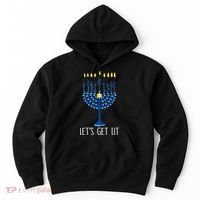 Lets Get Lit Happy Hanukkah Menorah Jewish Hoodie thumb 0