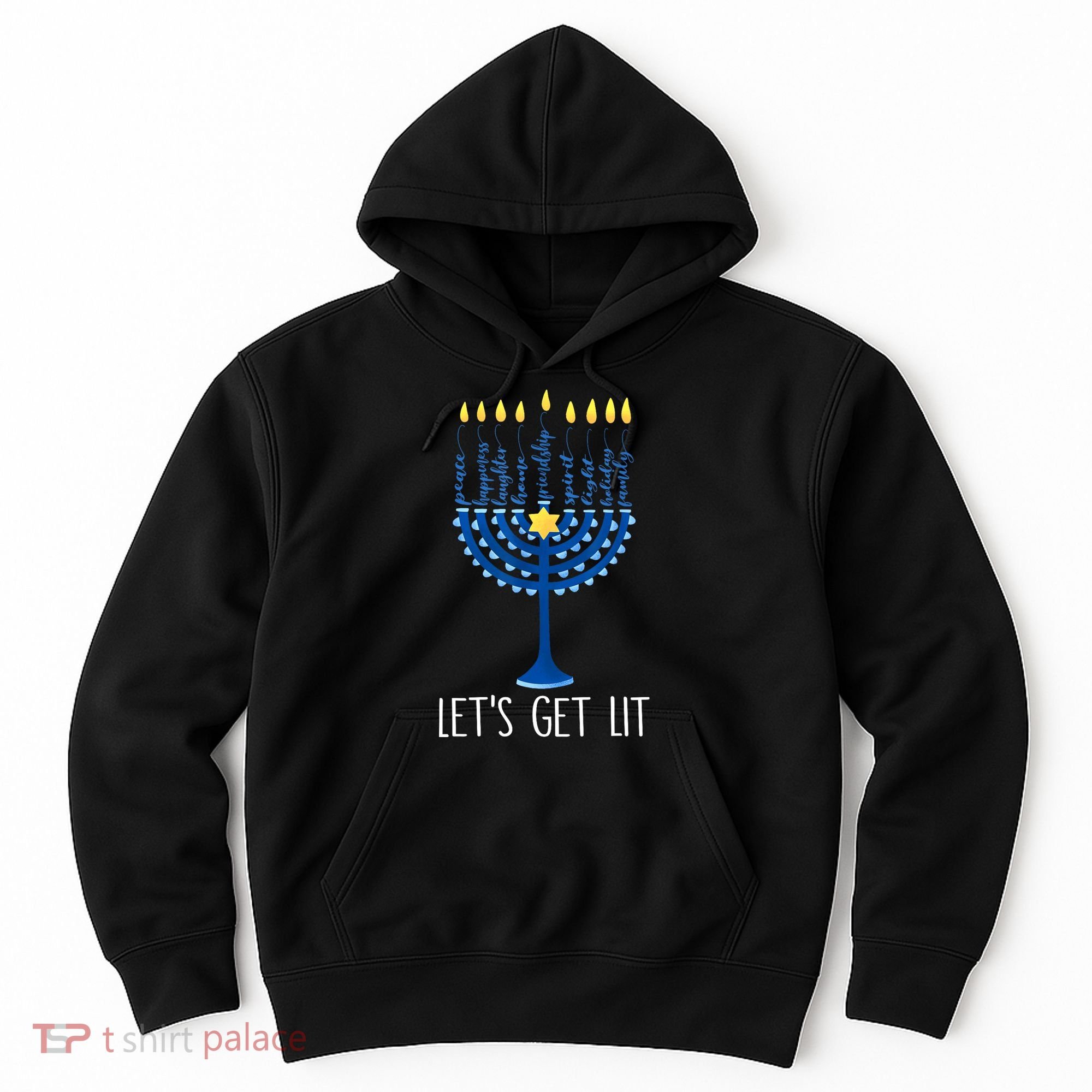 Lets Get Lit Happy Hanukkah Menorah Jewish Hoodie