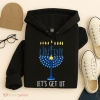 Lets Get Lit Happy Hanukkah Menorah Jewish Hoodie thumb 4