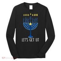 Lets Get Lit Happy Hanukkah Menorah Jewish Long Sleeve Shirt thumb 0