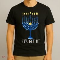 Lets Get Lit Happy Hanukkah Menorah Jewish T-Shirt thumb 3