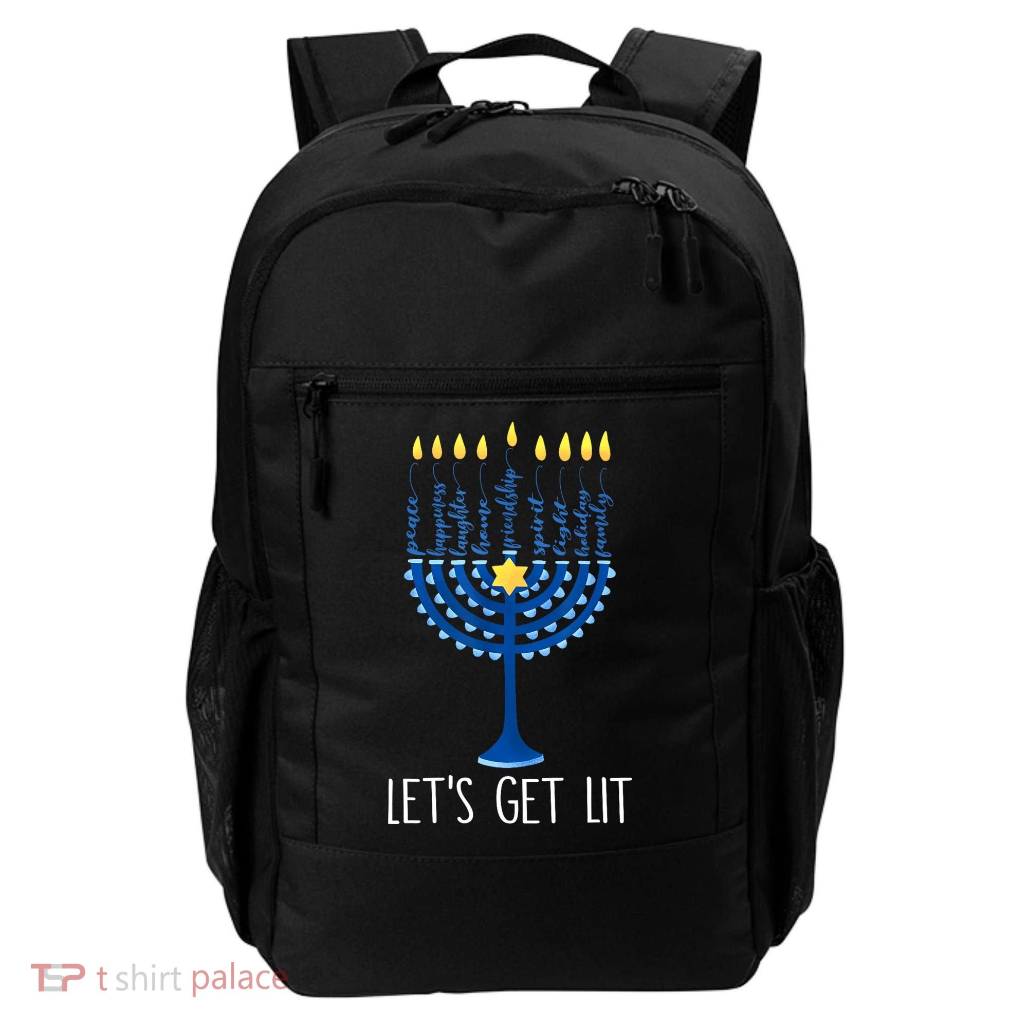 Lets Get Lit Happy Hanukkah Menorah Jewish Backpack