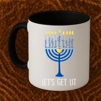 Lets Get Lit Happy Hanukkah Menorah Jewish Coffee Mug thumb 2