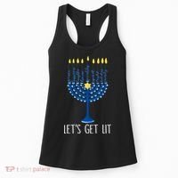 Lets Get Lit Happy Hanukkah Menorah Jewish Women's Tank Top thumb 0