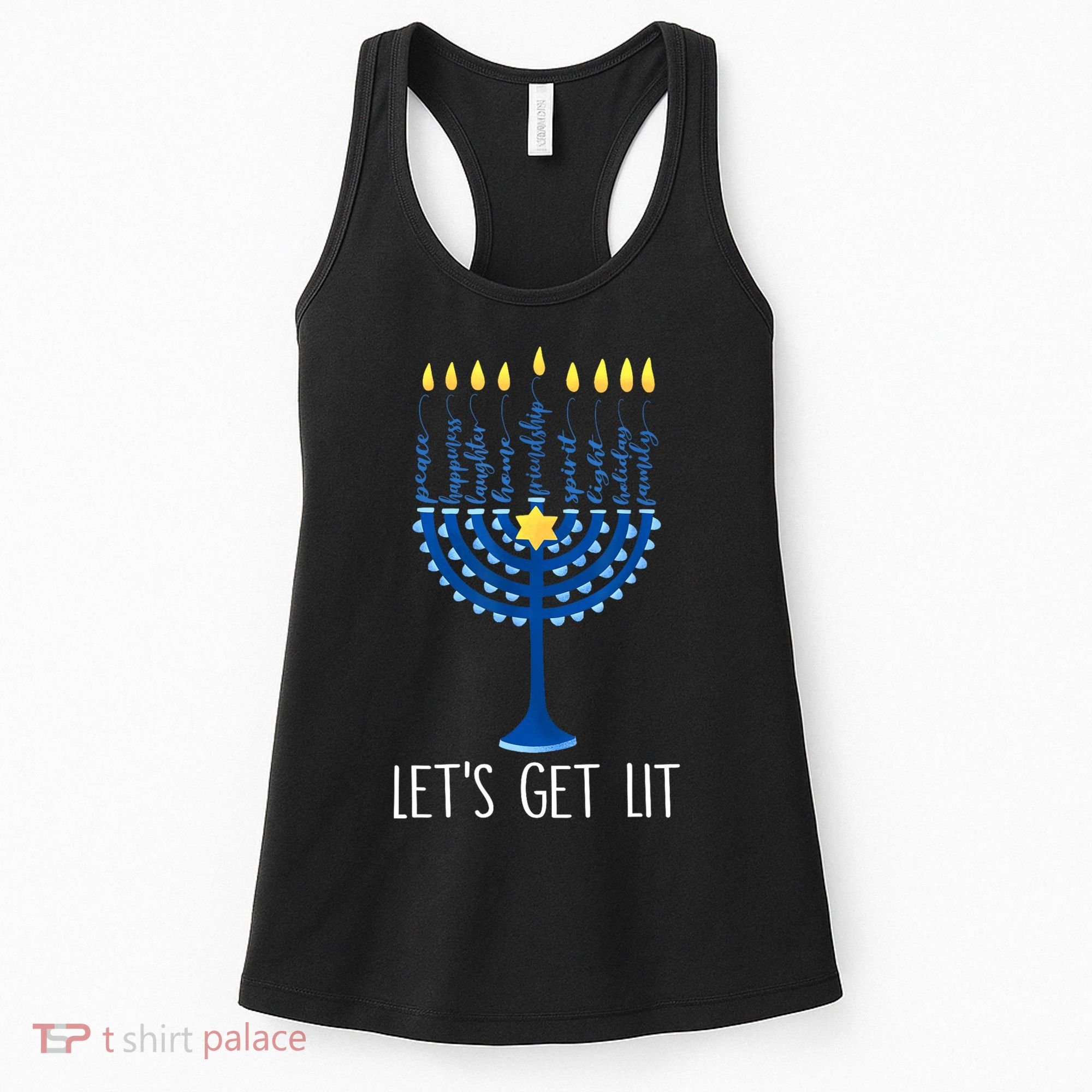 Lets Get Lit Happy Hanukkah Menorah Jewish Women's Tank Top