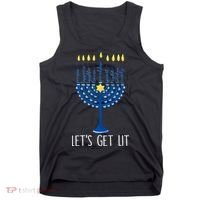 Lets Get Lit Happy Hanukkah Menorah Jewish Tank Top thumb 0
