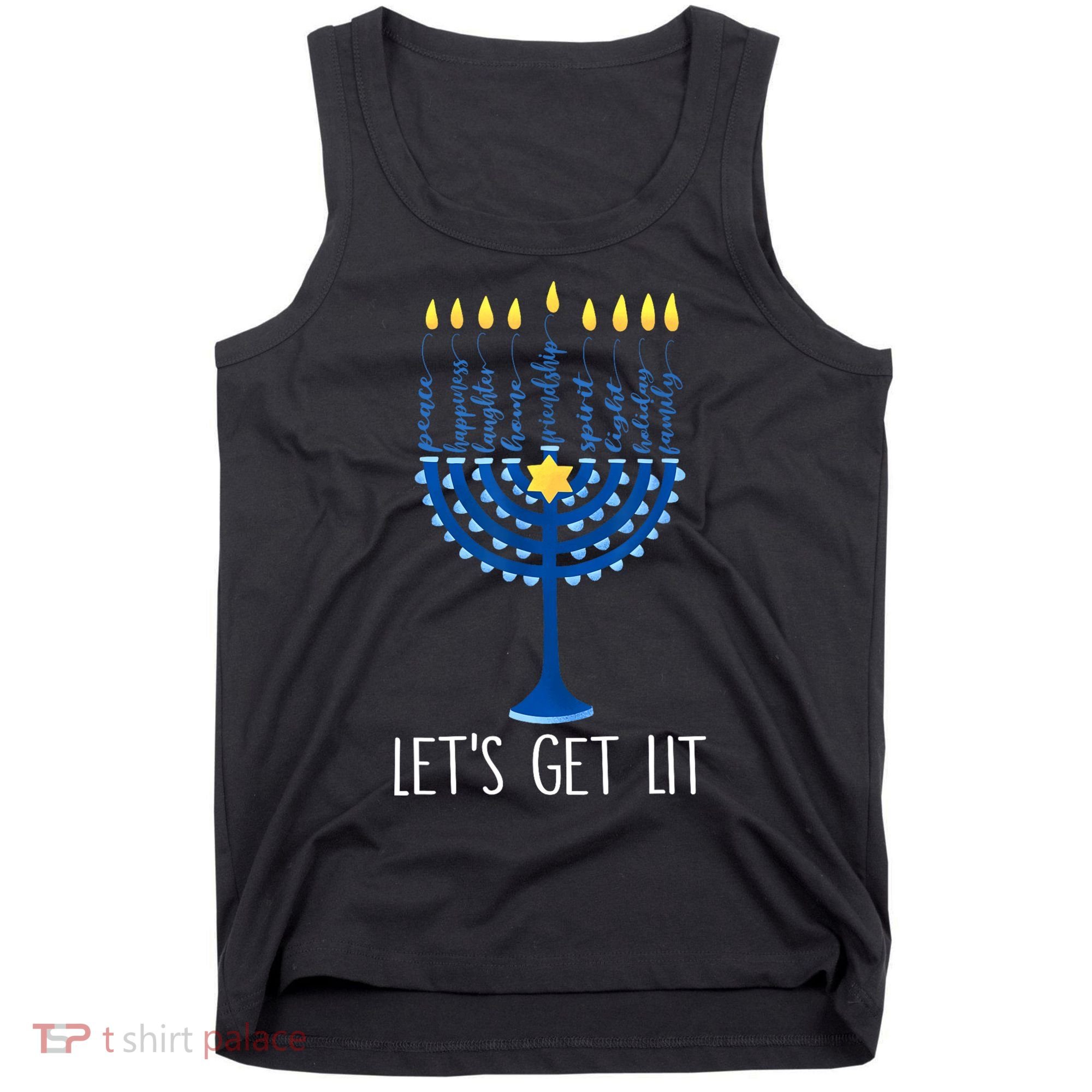 Lets Get Lit Happy Hanukkah Menorah Jewish Tank Top