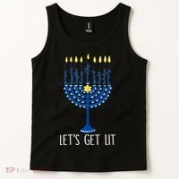 Lets Get Lit Happy Hanukkah Menorah Jewish Tank Top thumb 2