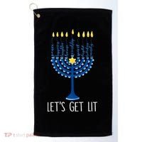 Lets Get Lit Happy Hanukkah Menorah Jewish Golf Towel thumb 0
