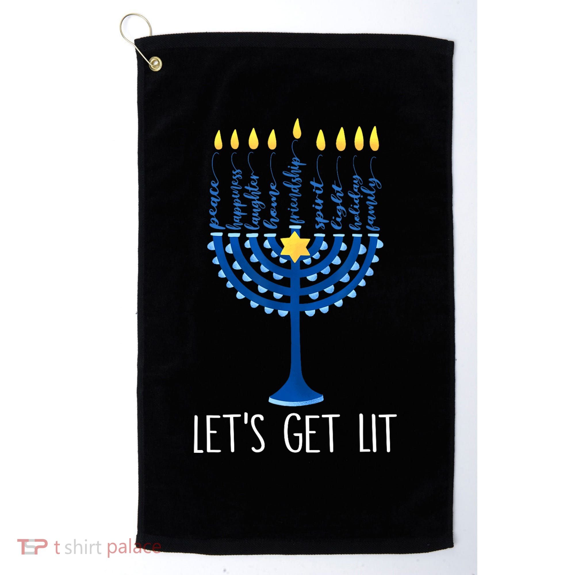 Lets Get Lit Happy Hanukkah Menorah Jewish Golf Towel