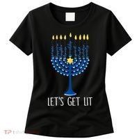 Lets Get Lit Happy Hanukkah Menorah Jewish Women's T-Shirt thumb 0