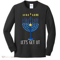 Lets Get Lit Happy Hanukkah Menorah Jewish Kids Long Sleeve Shirt thumb 0