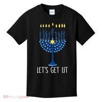 Lets Get Lit Happy Hanukkah Menorah Jewish Kids T-Shirt thumb 0