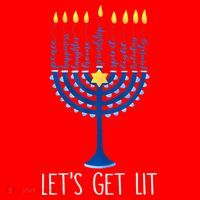 Lets Get Lit Happy Hanukkah Menorah Jewish Santa Hat thumb 1