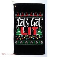 Lets Get Lit Christmas Lights Ugly Sweater Xmas Ing Gift Golf Towel thumb 0