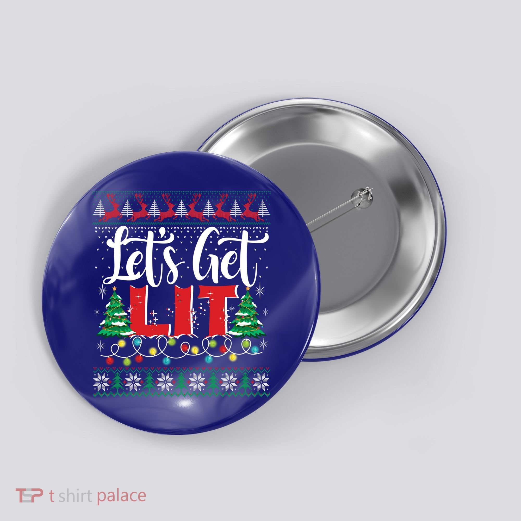 Lets Get Lit Christmas Lights Ugly Sweater Xmas Ing Gift Button