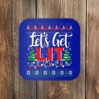 Lets Get Lit Christmas Lights Ugly Sweater Xmas Ing Gift Coaster thumb 0