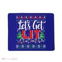 Lets Get Lit Christmas Lights Ugly Sweater Xmas Ing Gift Mousepad thumb 0