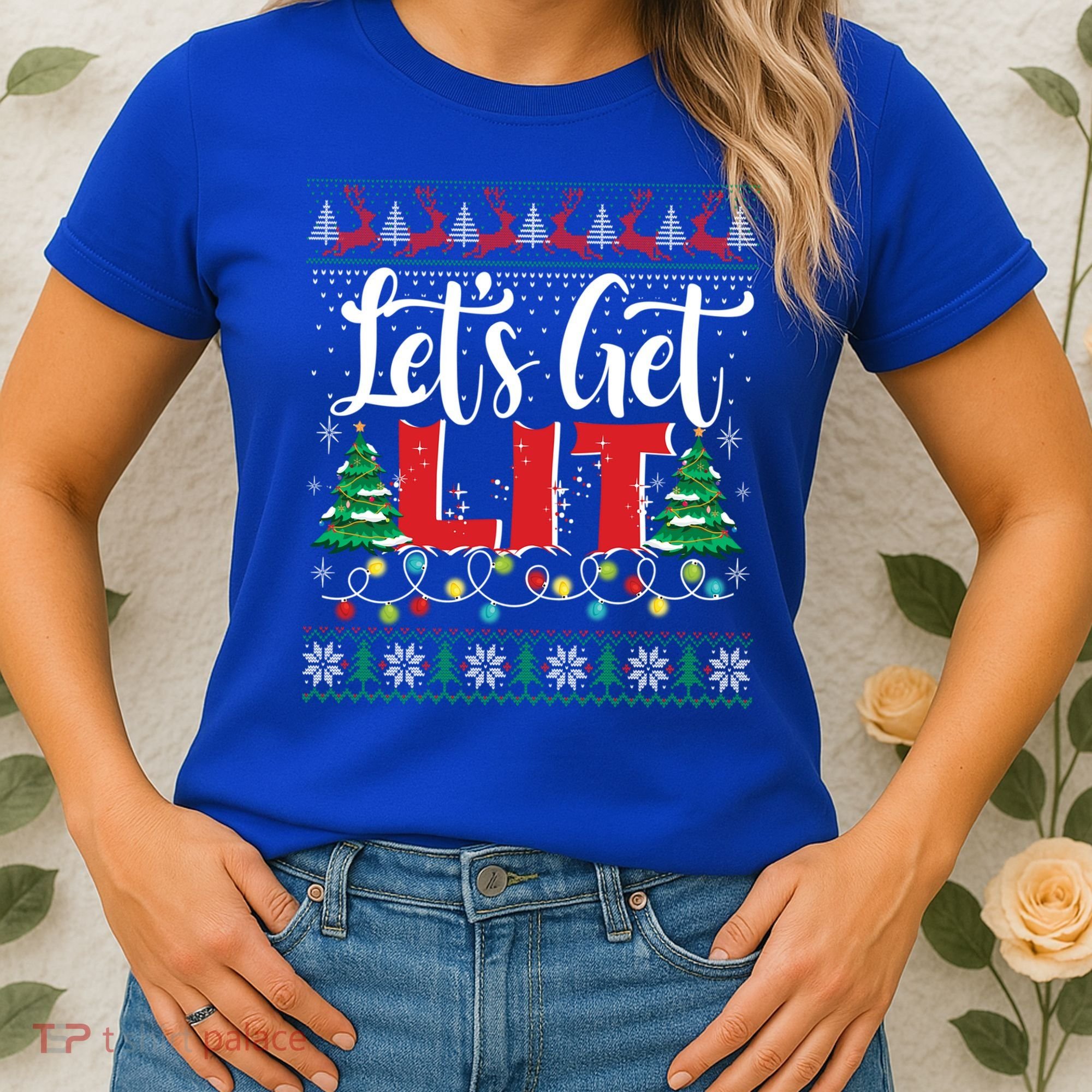 Lets Get Lit Christmas Lights Ugly Sweater Xmas Ing Gift Women's T-Shirt