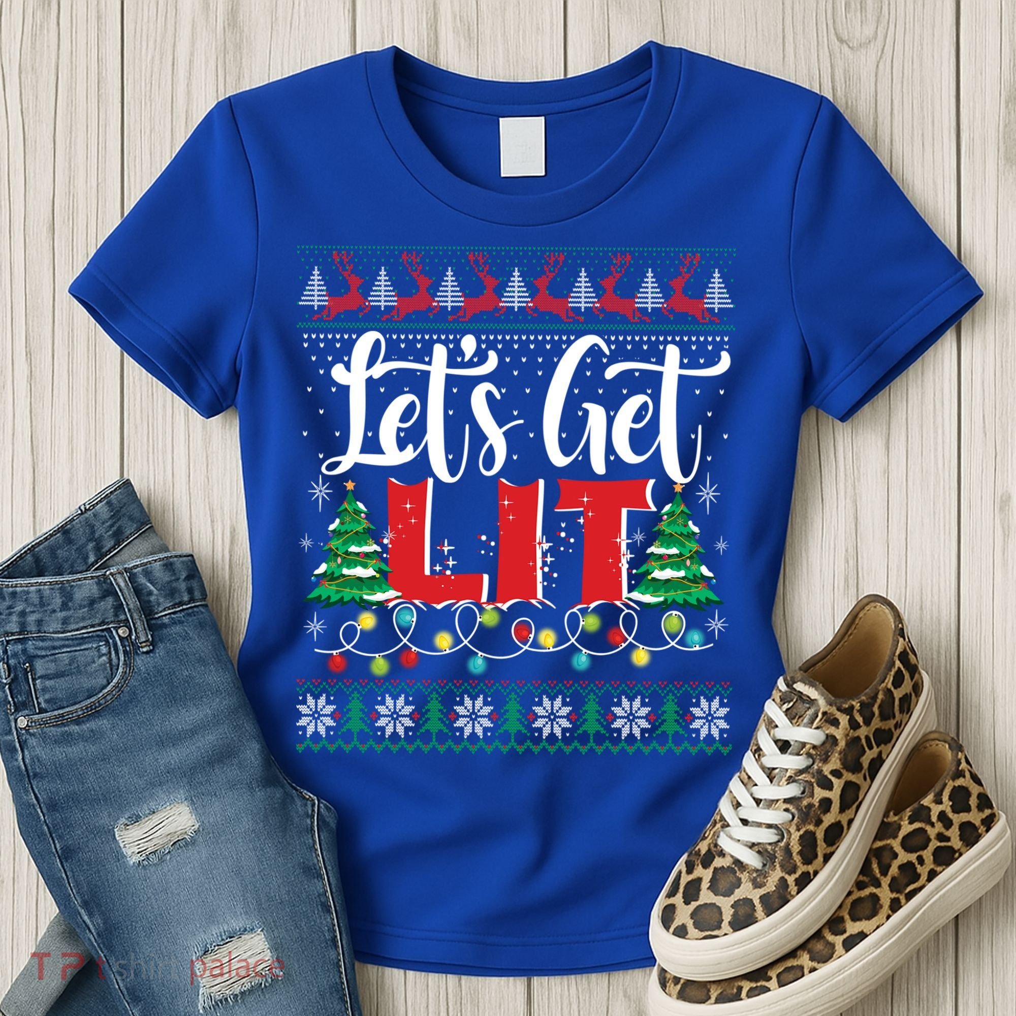 Lets Get Lit Christmas Lights Ugly Sweater Xmas Ing Gift Women's T-Shirt