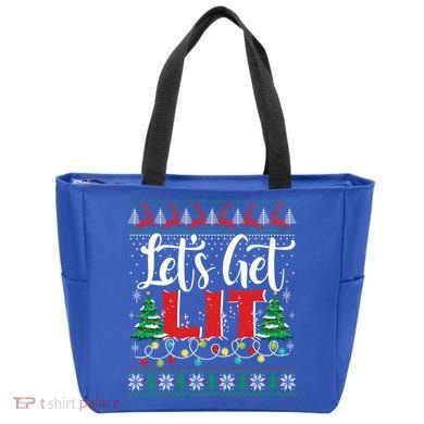 Lets Get Lit Christmas Lights Ugly Sweater Xmas Ing Gift Tote Bag