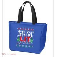 Lets Get Lit Christmas Lights Ugly Sweater Xmas Ing Gift Tote Bag thumb 3