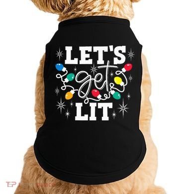Let's Get Lit Drinking Santa Hat Christmas Lights Funny  Doggie Tank