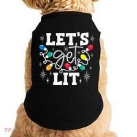 Let's Get Lit Drinking Santa Hat Christmas Lights Funny  Doggie Tank thumb 0