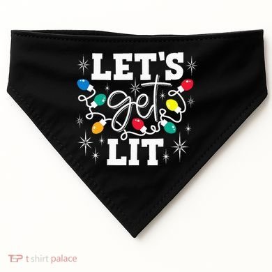 Let's Get Lit Drinking Santa Hat Christmas Lights Funny  USA-Made Doggie Bandana