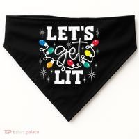 Let's Get Lit Drinking Santa Hat Christmas Lights Funny  USA-Made Doggie Bandana thumb 0