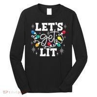 Let's Get Lit Drinking Santa Hat Christmas Lights Funny  Long Sleeve Shirt thumb 0