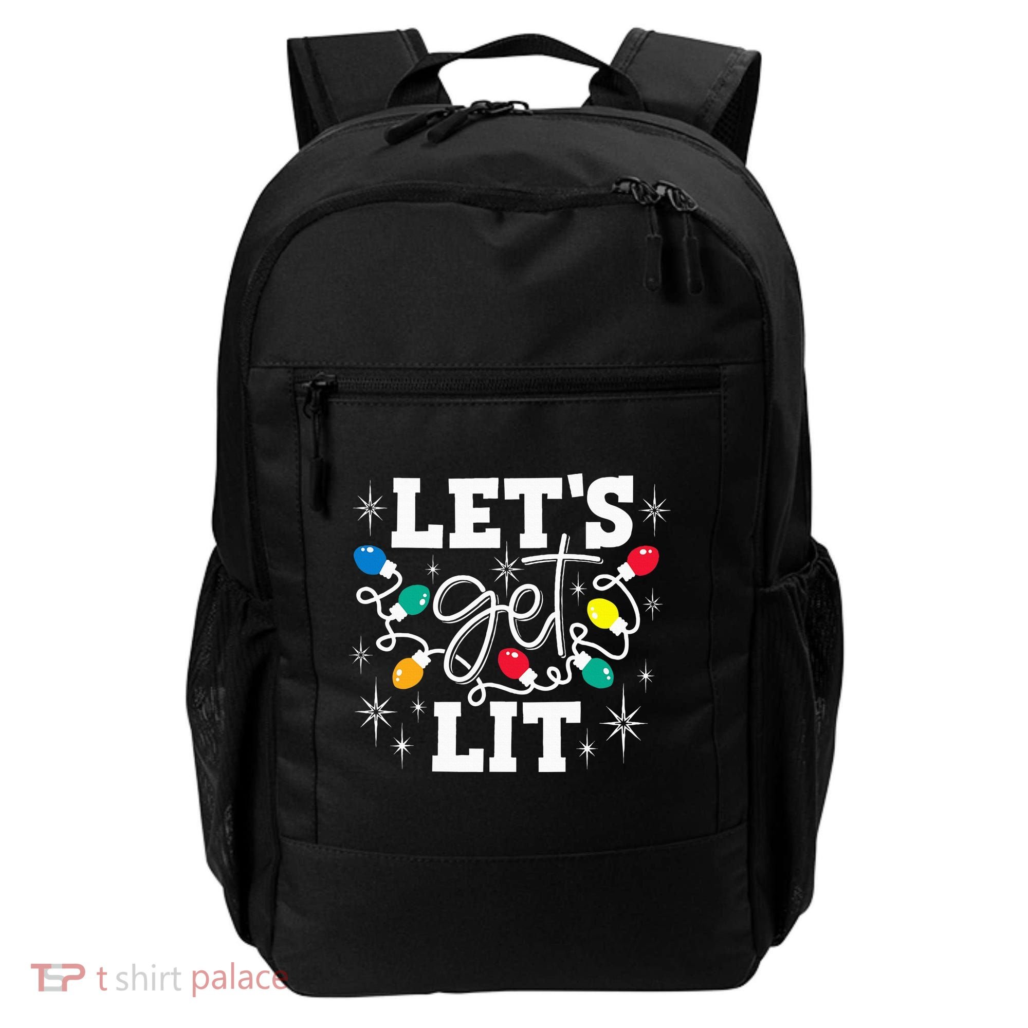 Let's Get Lit Drinking Santa Hat Christmas Lights Funny  Backpack