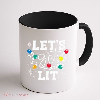 Let's Get Lit Drinking Santa Hat Christmas Lights Funny  Coffee Mug back