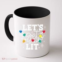 Let's Get Lit Drinking Santa Hat Christmas Lights Funny  Coffee Mug thumb 0