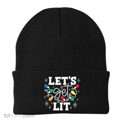 Let's Get Lit Drinking Santa Hat Christmas Lights Funny  Beanie