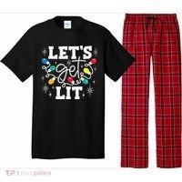 Let's Get Lit Drinking Santa Hat Christmas Lights Funny  Pajama Set thumb 0