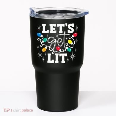 Let's Get Lit Drinking Santa Hat Christmas Lights Funny  Tumbler