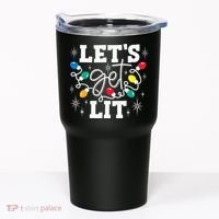 Let's Get Lit Drinking Santa Hat Christmas Lights Funny  Tumbler thumb 0
