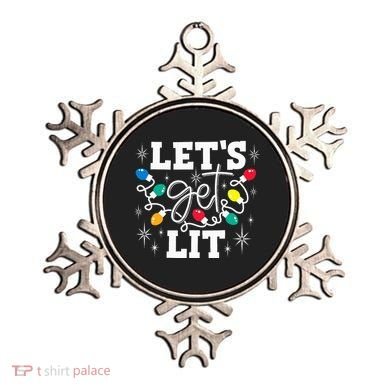 Let's Get Lit Drinking Santa Hat Christmas Lights Funny  Ornament