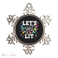 Let's Get Lit Drinking Santa Hat Christmas Lights Funny  Ornament thumb 0