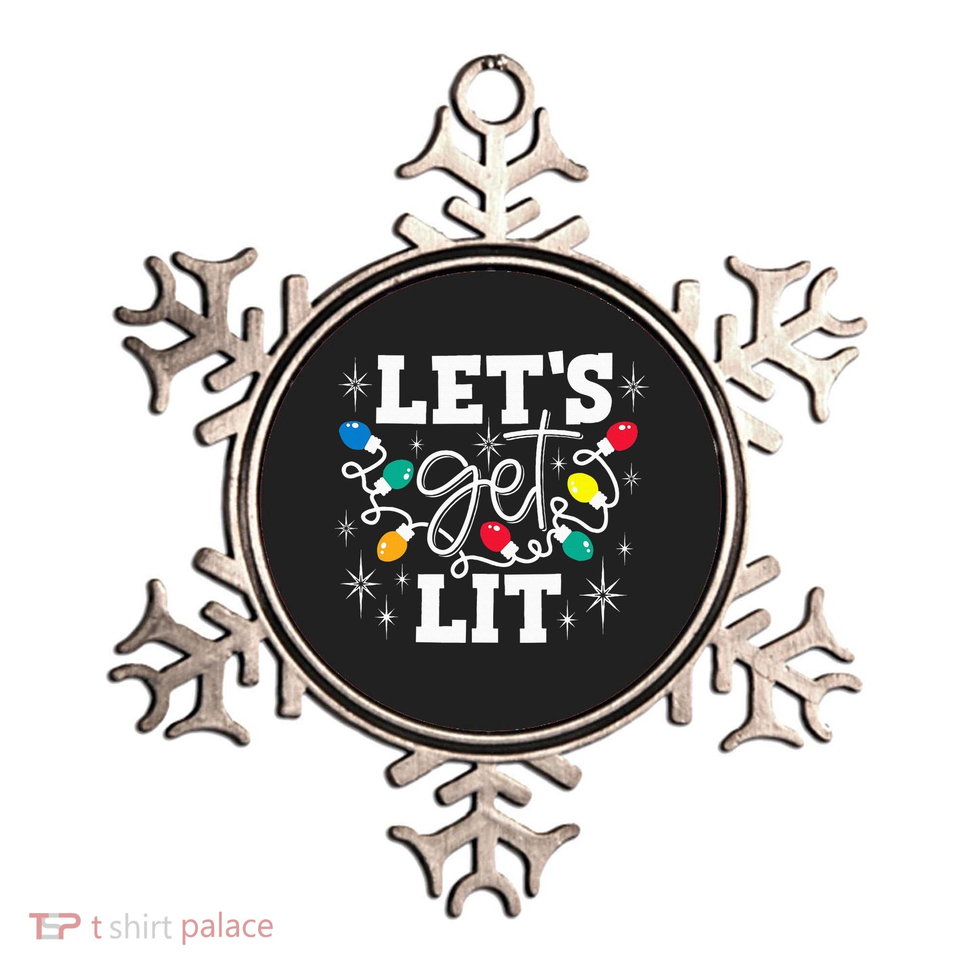 Let's Get Lit Drinking Santa Hat Christmas Lights Funny  Ornament