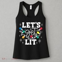 Let's Get Lit Drinking Santa Hat Christmas Lights Funny  Women's Tank Top thumb 3