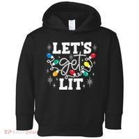 Let's Get Lit Drinking Santa Hat Christmas Lights Funny  Toddler Hoodie thumb 0