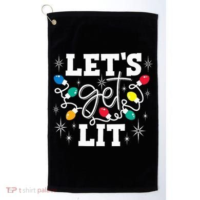 Let's Get Lit Drinking Santa Hat Christmas Lights Funny  Golf Towel