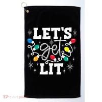 Let's Get Lit Drinking Santa Hat Christmas Lights Funny  Golf Towel thumb 0