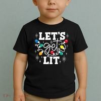 Let's Get Lit Drinking Santa Hat Christmas Lights Funny  Toddler T-Shirt thumb 2