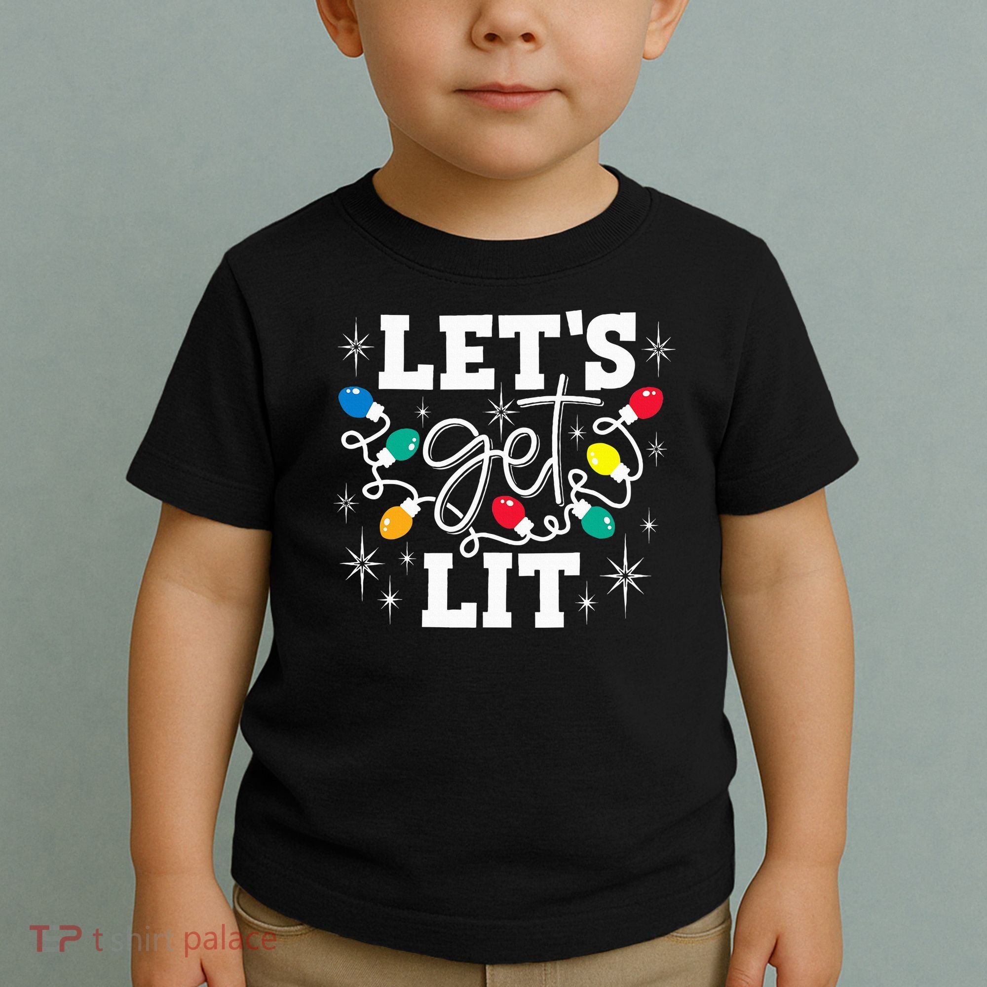 Let's Get Lit Drinking Santa Hat Christmas Lights Funny  Toddler T-Shirt