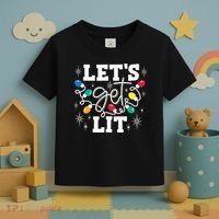 Let's Get Lit Drinking Santa Hat Christmas Lights Funny  Toddler T-Shirt thumb 3